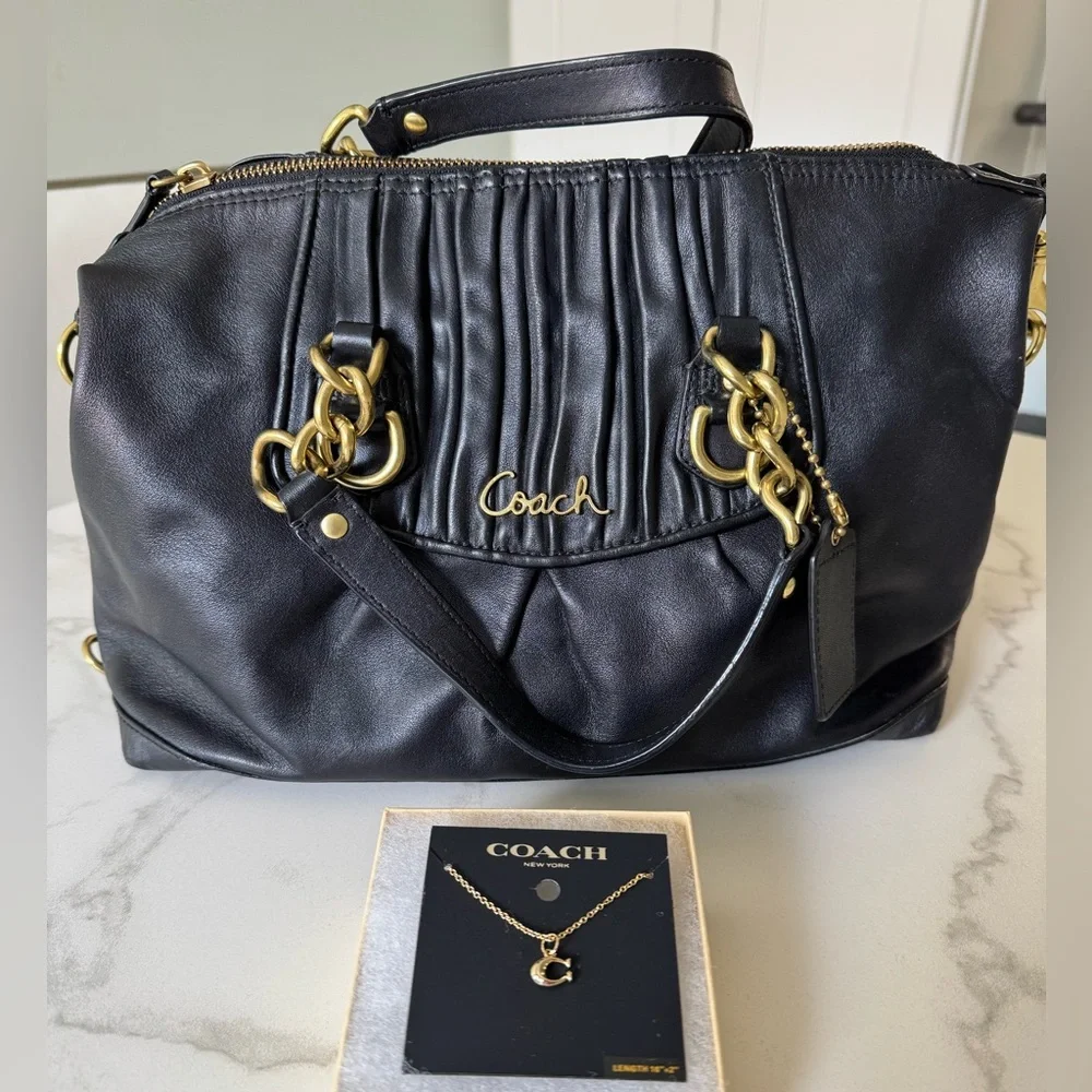 Coach Pleated Shoulder/Handbag & Necklace